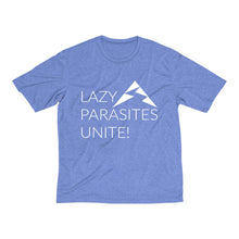 Load image into Gallery viewer, Trail Parasites Unite! Men's Heather Dri-Fit Tee - dogs-wine