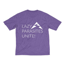 Load image into Gallery viewer, Trail Parasites Unite! Men's Heather Dri-Fit Tee - dogs-wine