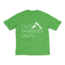 Load image into Gallery viewer, Trail Parasites Unite! Men's Heather Dri-Fit Tee - dogs-wine