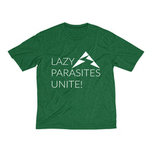 Load image into Gallery viewer, Trail Parasites Unite! Men's Heather Dri-Fit Tee - dogs-wine