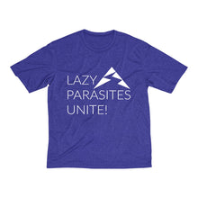 Load image into Gallery viewer, Trail Parasites Unite! Men's Heather Dri-Fit Tee - dogs-wine