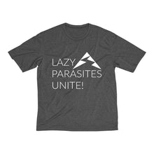 Load image into Gallery viewer, Trail Parasites Unite! Men's Heather Dri-Fit Tee - dogs-wine