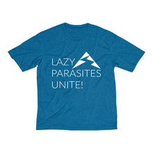 Load image into Gallery viewer, Trail Parasites Unite! Men's Heather Dri-Fit Tee - dogs-wine