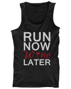 Cute Tank Top - Run Now Wine Later - Cute Gym Clothes, Workout Shirts - dogs-wine