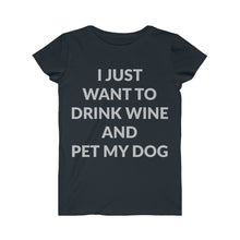 Load image into Gallery viewer, Just want to pet my dog Women&#39;s Fine Jersey Tee - dogs-wine