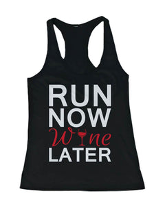 Cute Tank Top - Run Now Wine Later - Cute Gym Clothes, Workout Shirts - dogs-wine