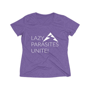 Trail Parasites Unite! Women's Heather Wicking Tee - dogs-wine