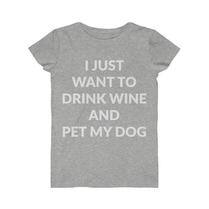 Just want to pet my dog Women's Fine Jersey Tee - dogs-wine
