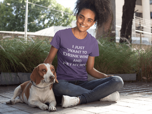 Just want to pet my dog Women's Fine Jersey Tee - dogs-wine