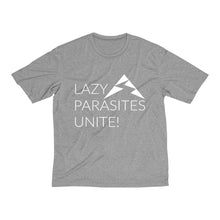 Load image into Gallery viewer, Trail Parasites Unite! Men&#39;s Heather Dri-Fit Tee - dogs-wine