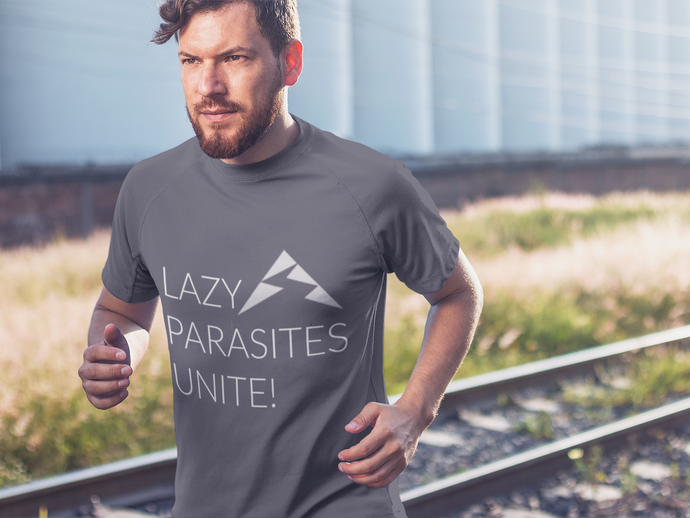 Trail Parasites Unite! Men's Heather Dri-Fit Tee - dogs-wine
